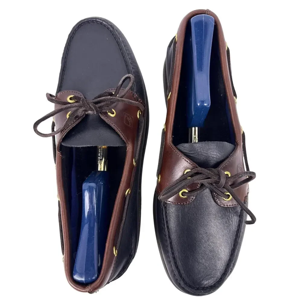 Sperry Boat Shoe Authentic Original 2-Eye Men's 11 W Black Amaretto Leather Moc